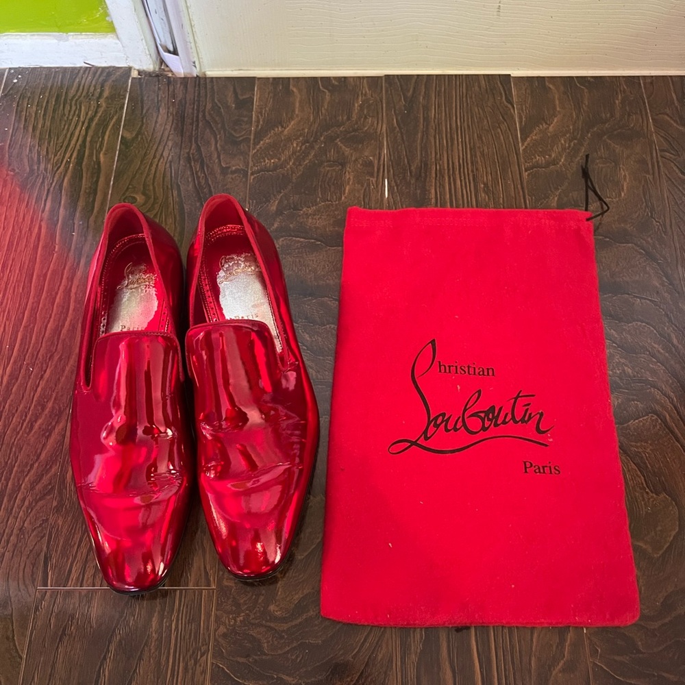 Christian Louboutin Red Metallic Loafer